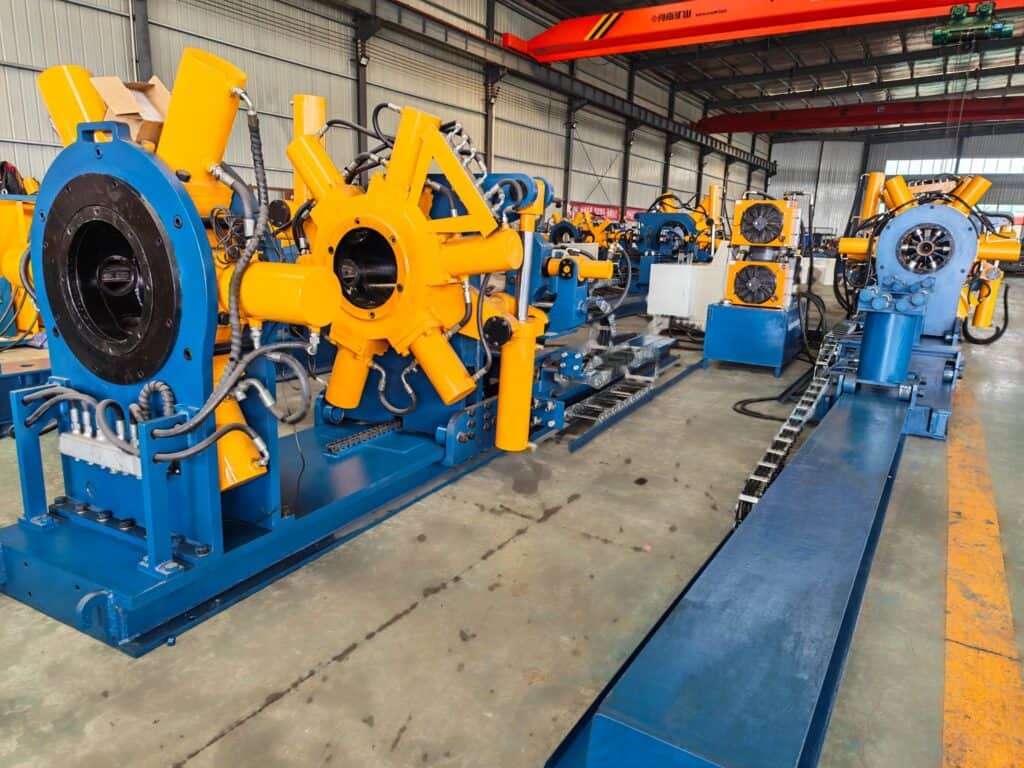OCTG handling and storage workshop with pipe support and handling rails